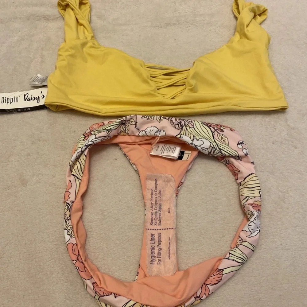 Dippin' Daisy's Yellow Crisscross Bikini with Floral Bottom